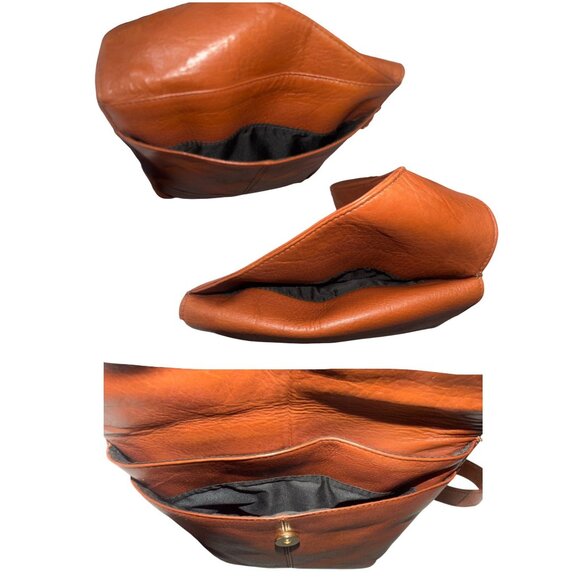 VTG Hobo International Side Pack Saddle Brown Leather Asymmetrical Crossbody Bag - Picture 8 of 10